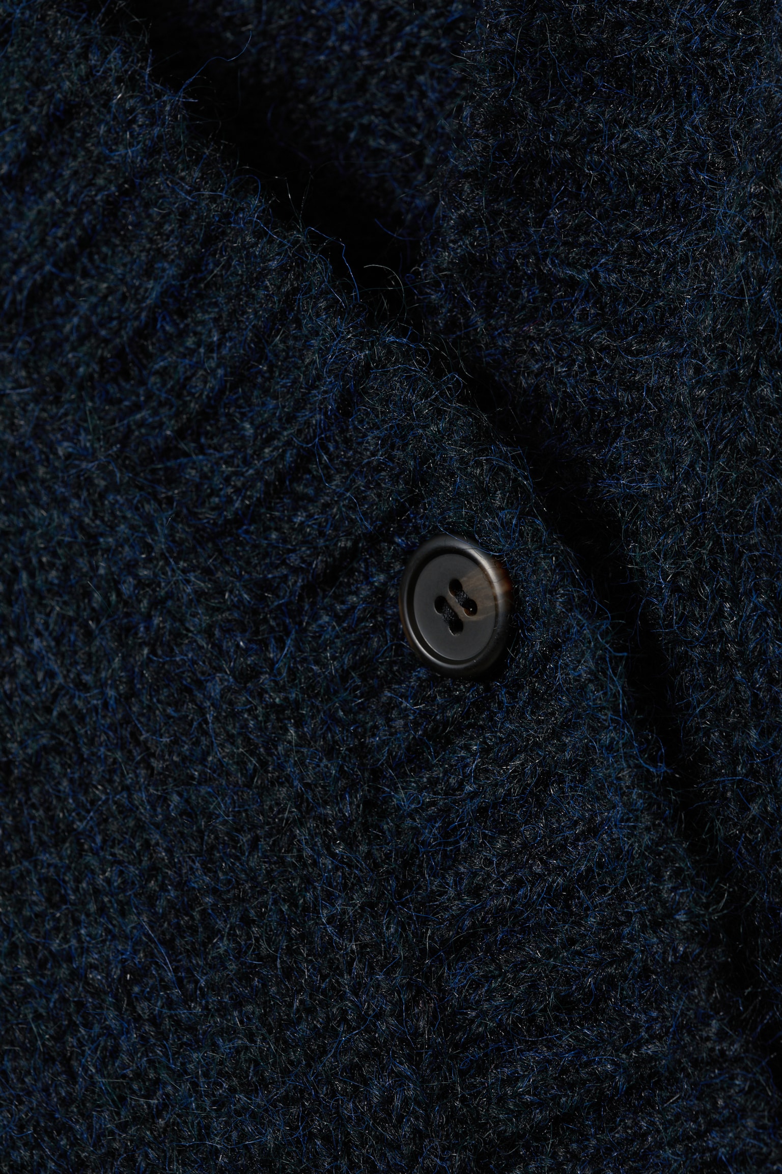 Loose Fit Knitted V-neck Cardigan - Dark Blue/Grey Melange/Dark Brown Melange - 6