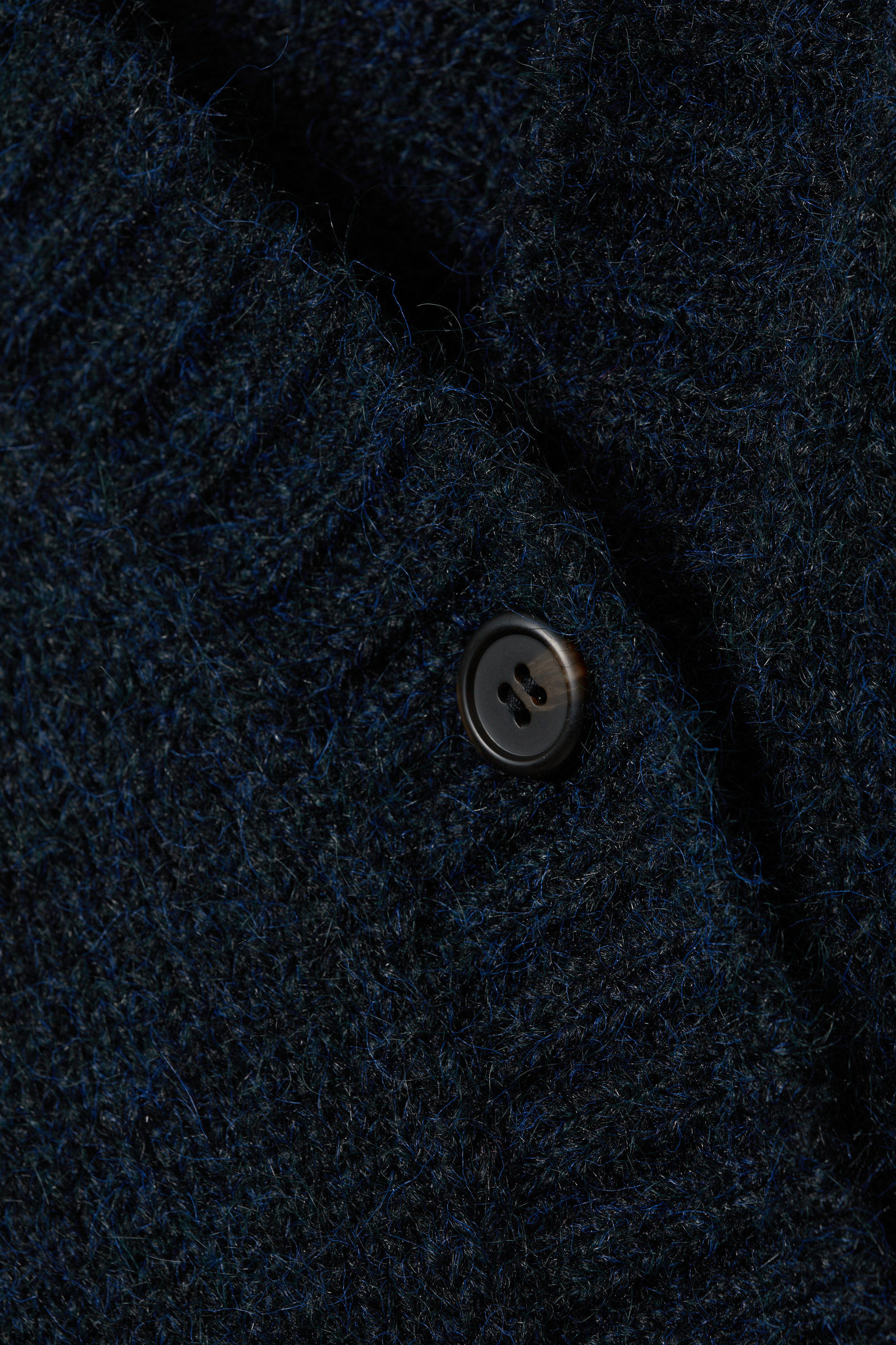 Dark Blue - Loose Fit Knitted V-neck Cardigan - 5