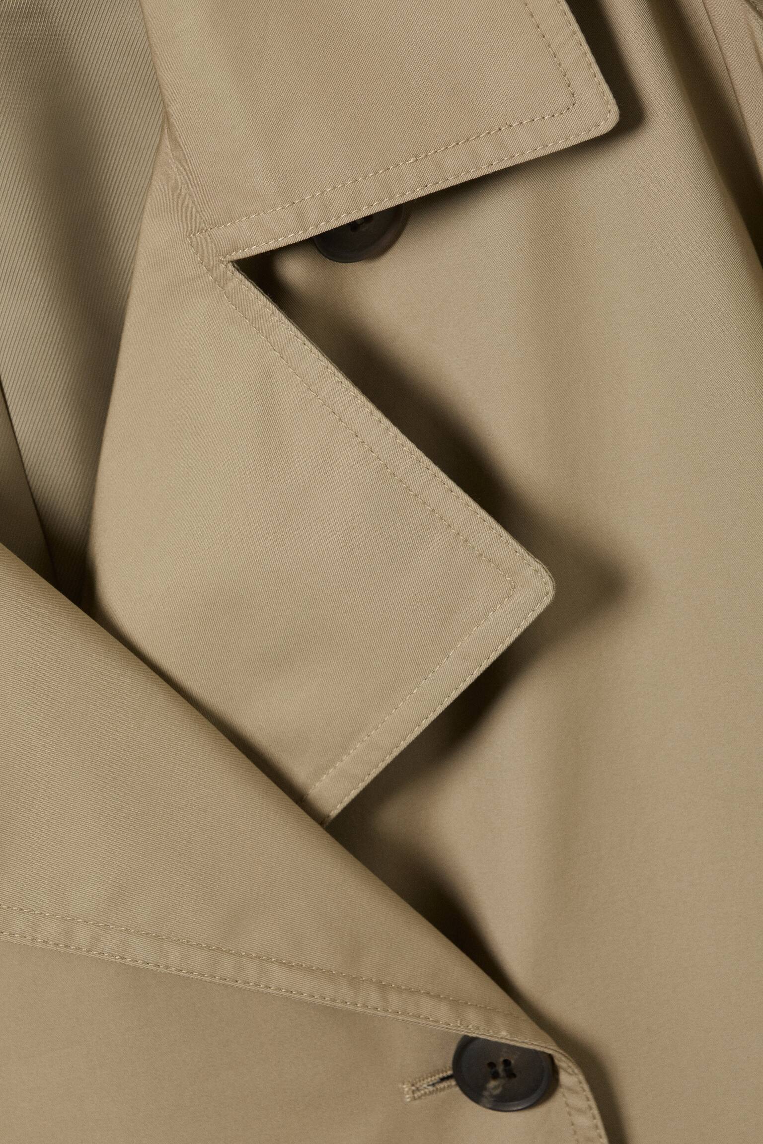 Oversized Double-Breasted Canvas Trench Coat - Beige/Dark Grey - 3