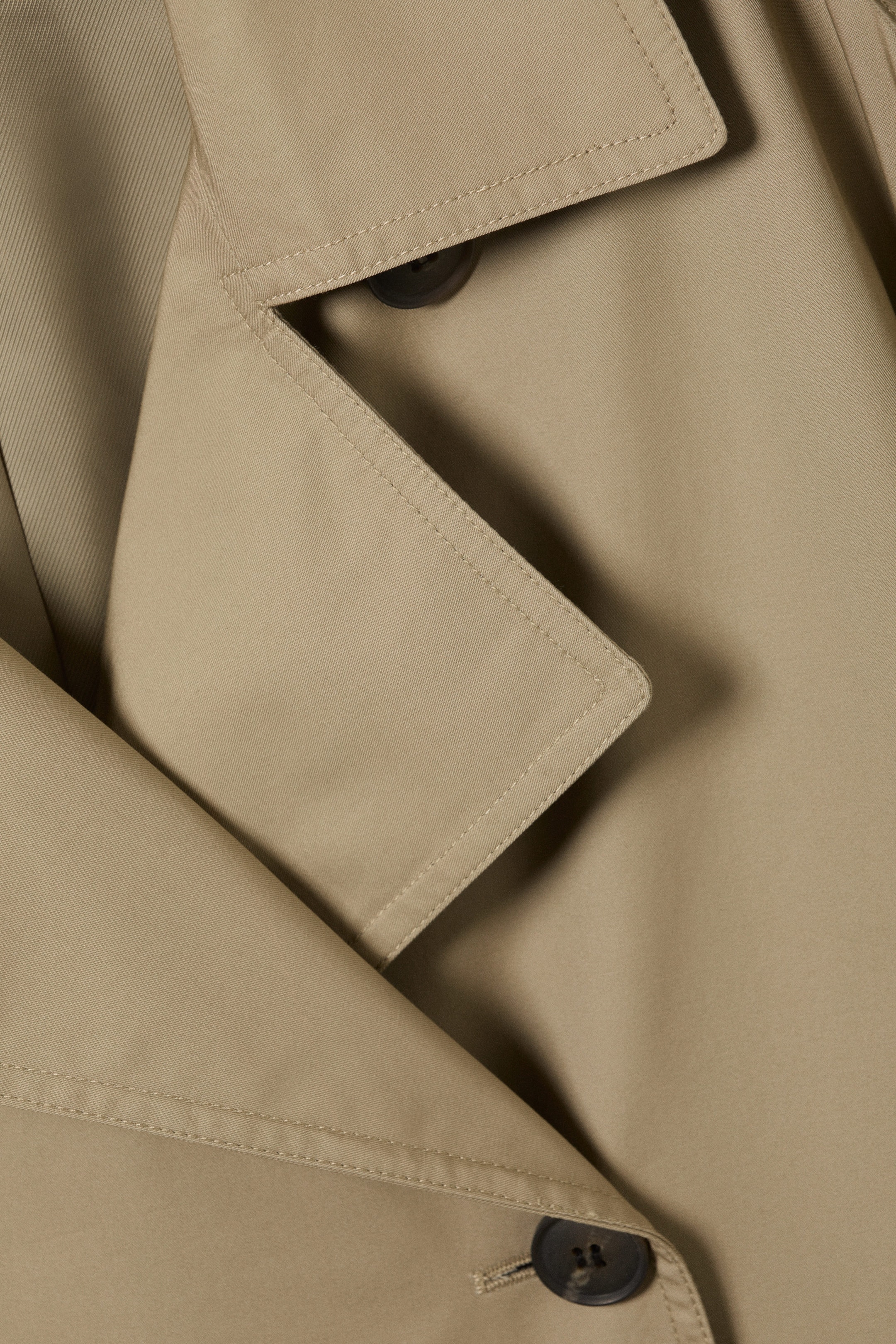 Beige - Oversized Double-Breasted Canvas Trench Coat - 6