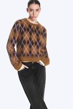Brown Argyle - Knitted Sweater - 2