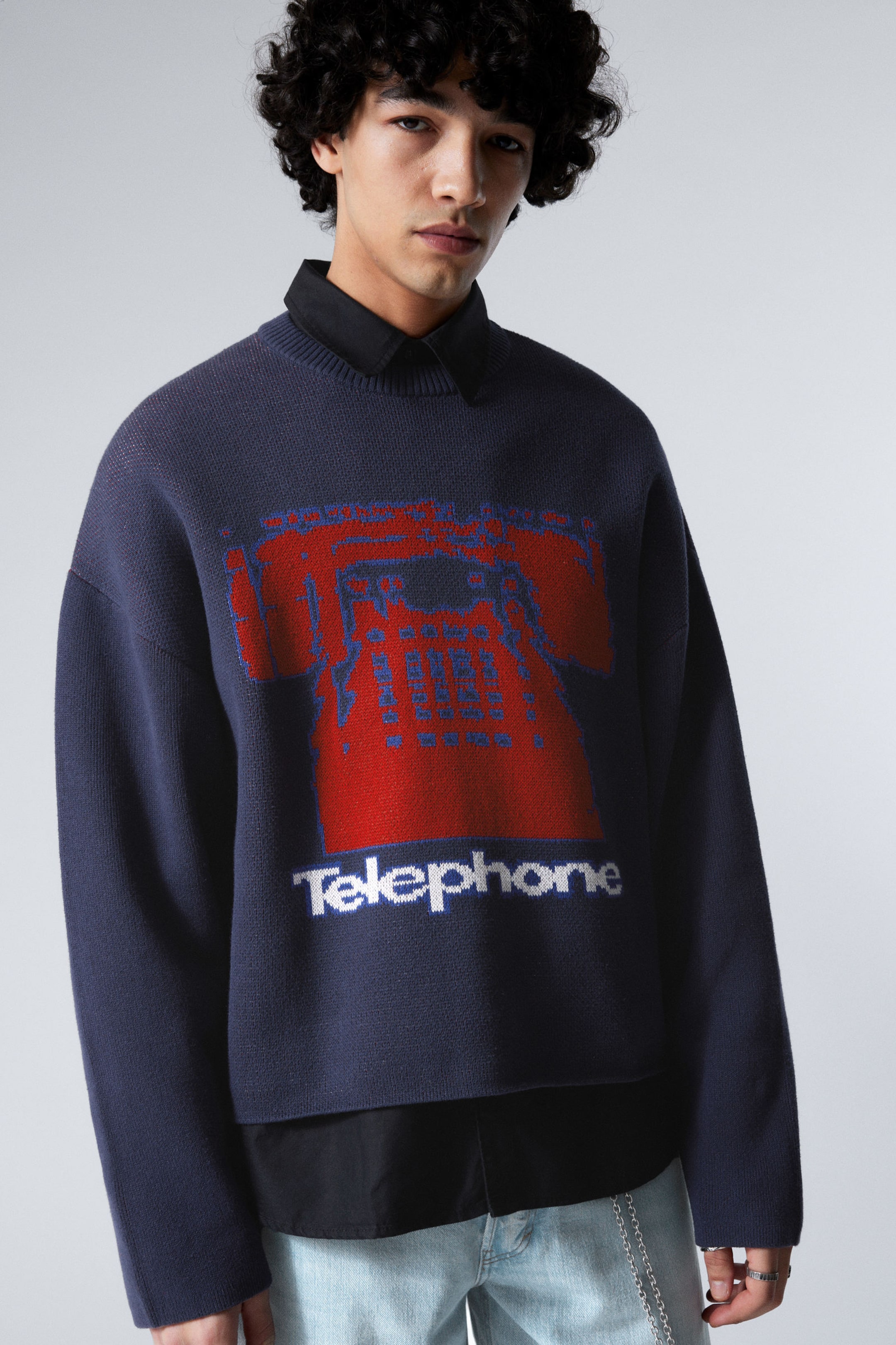 #2C303E - Thin Cotton Graphic Sweater - 2