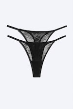 Black - 2-pack tanga thong - 0