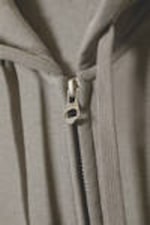 Staubgrau - Kastiger, mittelschwerer Hoodie mit Reißverschluss - 1