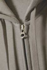 Staubgrau - Kastiger, mittelschwerer Hoodie mit Reißverschluss - 1