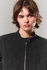 Black - Oversized Washed Canvas Jacket - 4