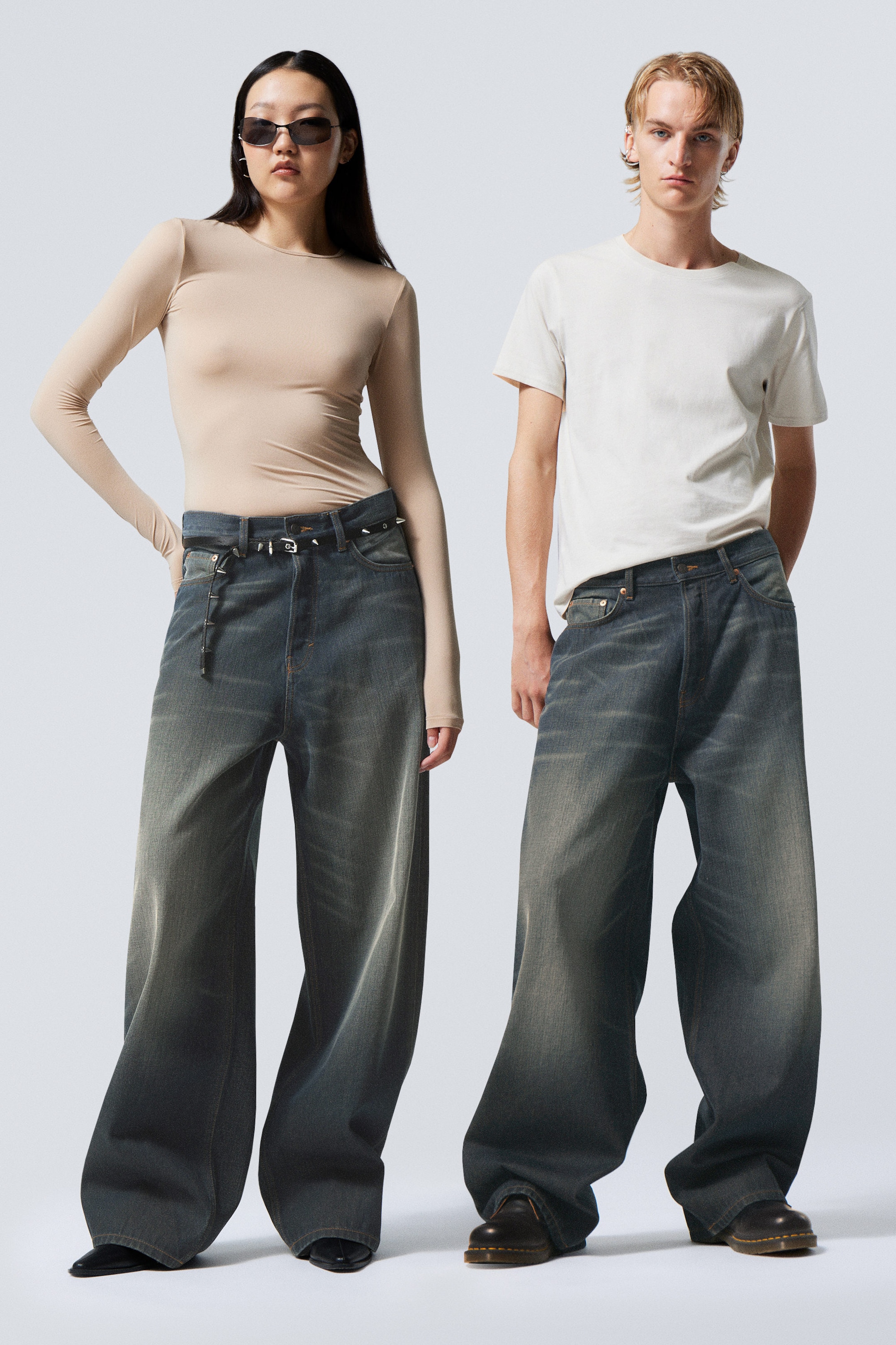 Bleu marais - Jean baggy ample taille mi-haute unisexe Astro - 0