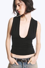 Noir - Top corset en lyocell à col V - 1