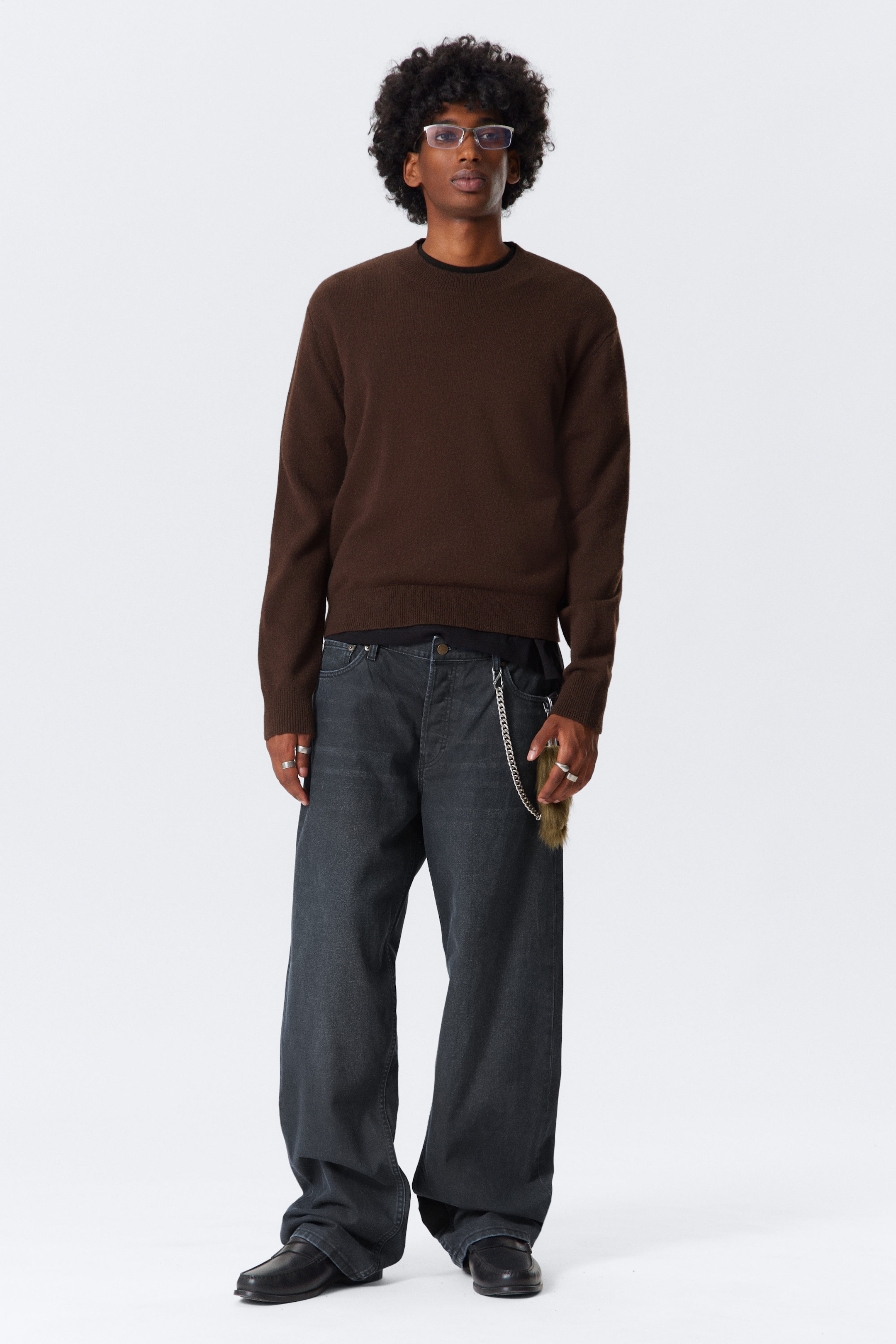Dunkelbraun - Rundhalspullover aus Wollmischung im Regular Fit - 2