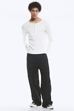 Dusty White - Long-Sleeved Henley T-shirt - 4