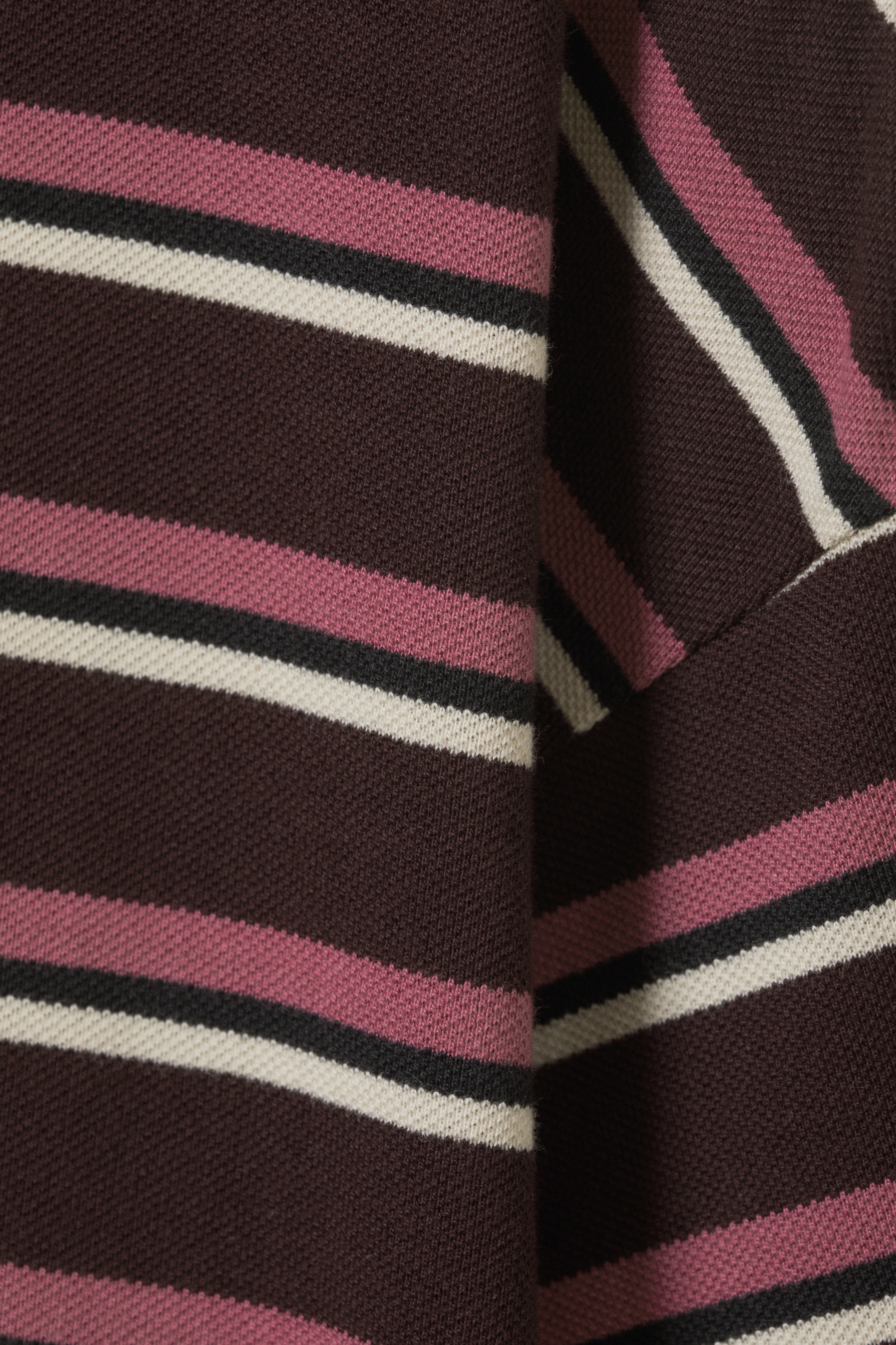 Visualizza immagine più grande: Polo in cotone a maniche lunghe - Dark Plum - Pink Stripes - DONNA | H&M IT 5