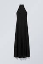 Schwarz - Maxi-Neckholderkleid mit offenem Rücken - 1