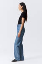 90s Blue - Mittelblau - Rowe Super High Waisted Regular Straight Leg Jeans - 2