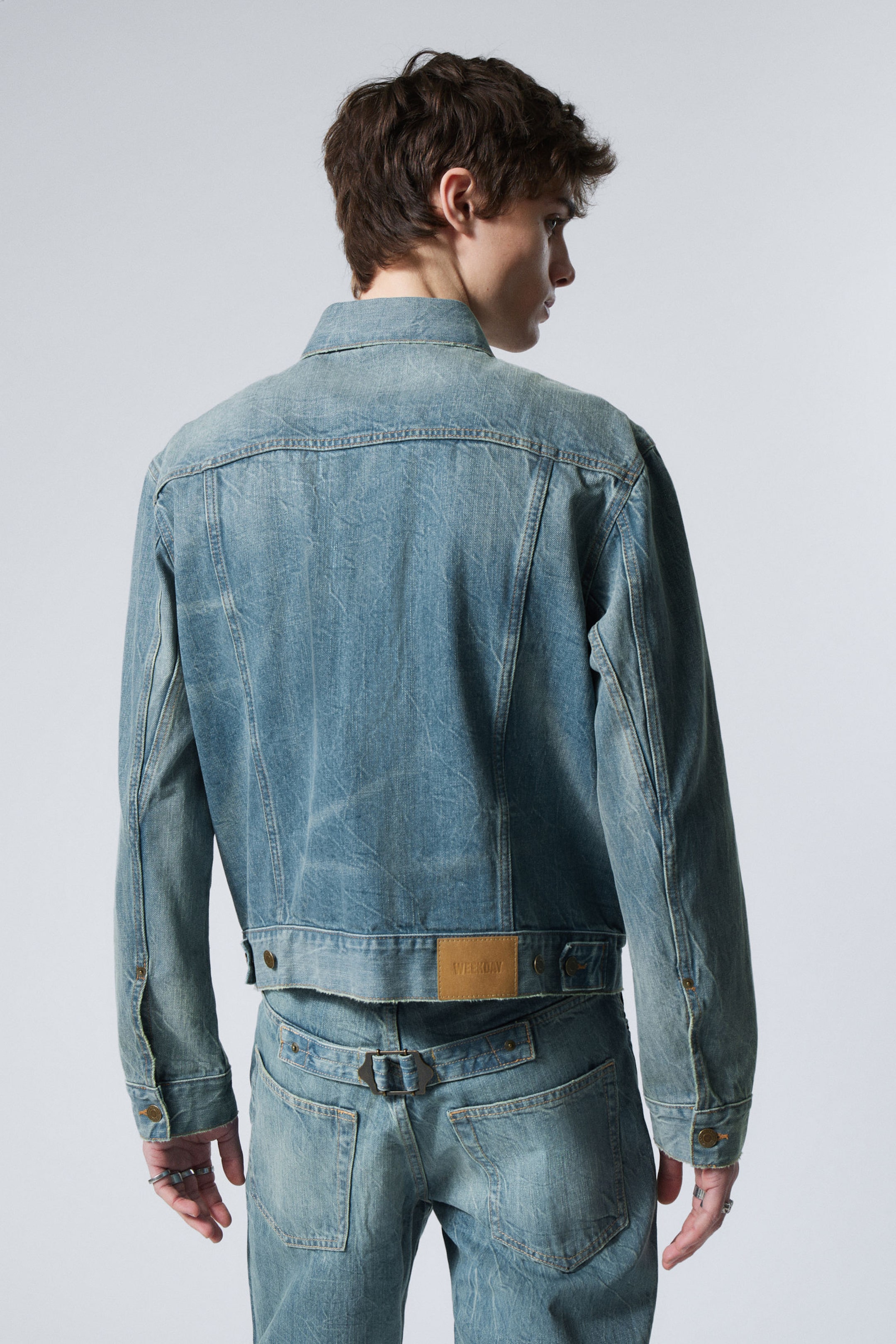 Dusty Cyan - Regular fit denim truckerjack - 3