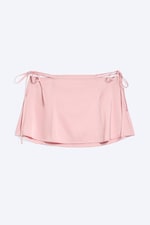 Ljusrosa - Cut-out Minikjol i satin - 3