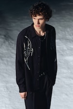 Embroidered Black - Loose Embroidered Cotton Shirt - 0