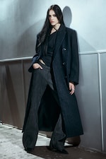 Dark Blue - Pinstripe - Logan Double-Breasted Wool-Blend Coat - 0