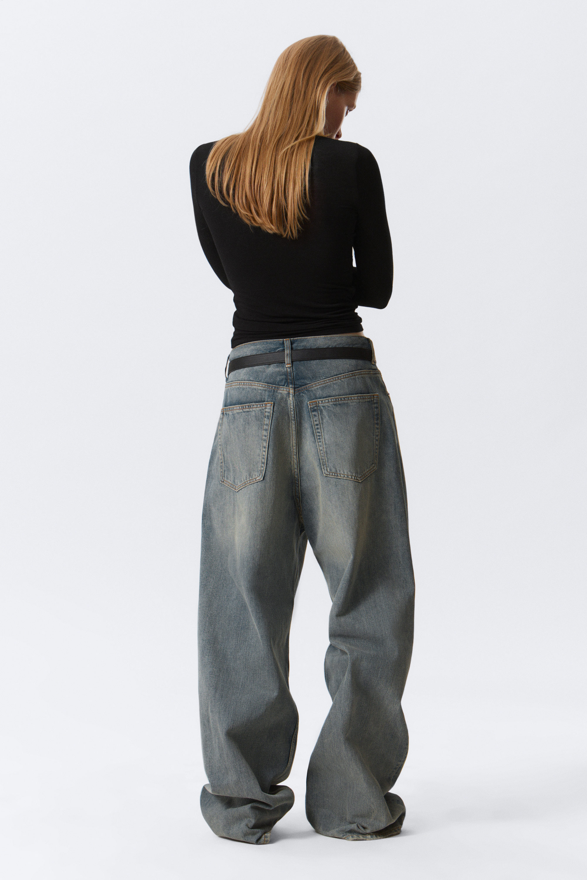 Arizona Blue - Medium Blue - Astro Mid Rise Loose Baggy Leg Unisex Jeans - 6