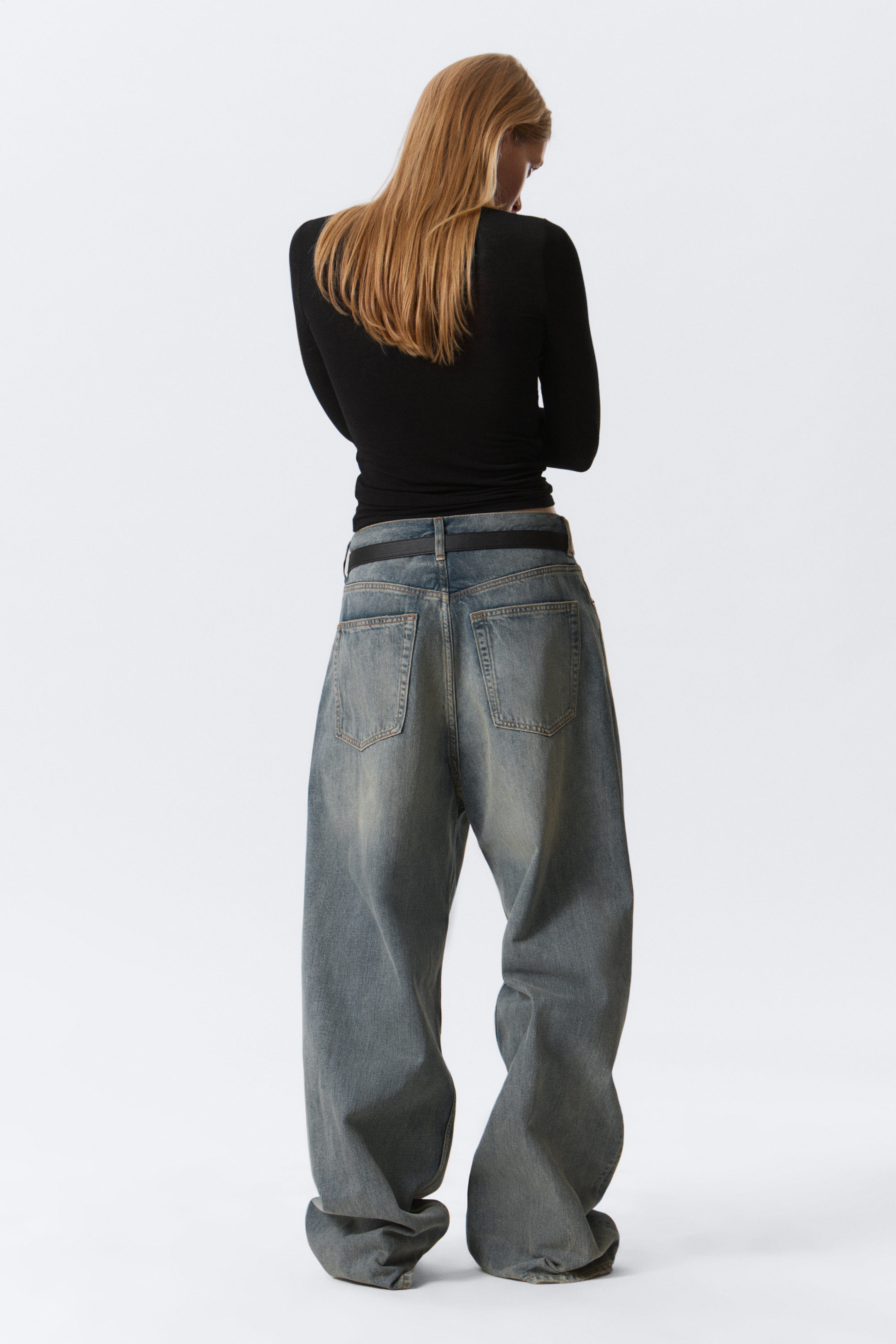 Arizona Blue - Medium Blue - Astro Mid Rise Loose Baggy Leg Unisex Jeans - 6