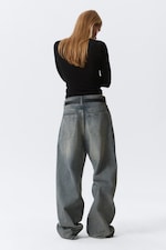 Arizona Blue - Medium Blue - Astro Mid Rise Loose Baggy Leg Unisex Jeans - 6