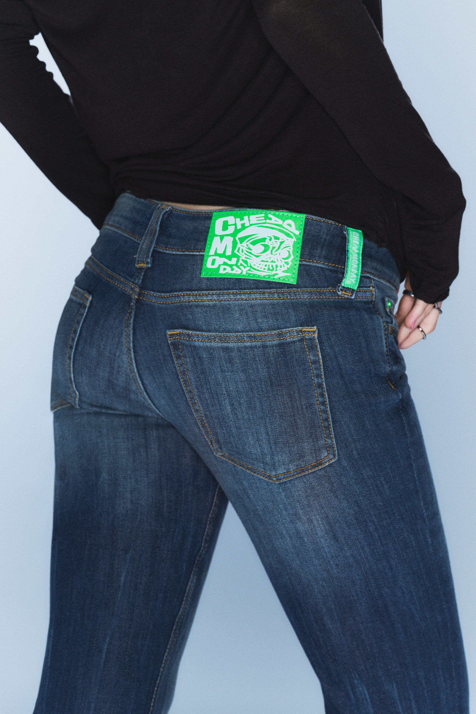 Mörkblå - Booty Bei Low Waist Skinny Bootcut Jeans - 3