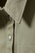 Khaki Green - Cap-Sleeved Cotton Twill Shirt - 1