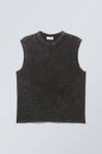 Washed Black - Boxy Washed Tank Top - 0