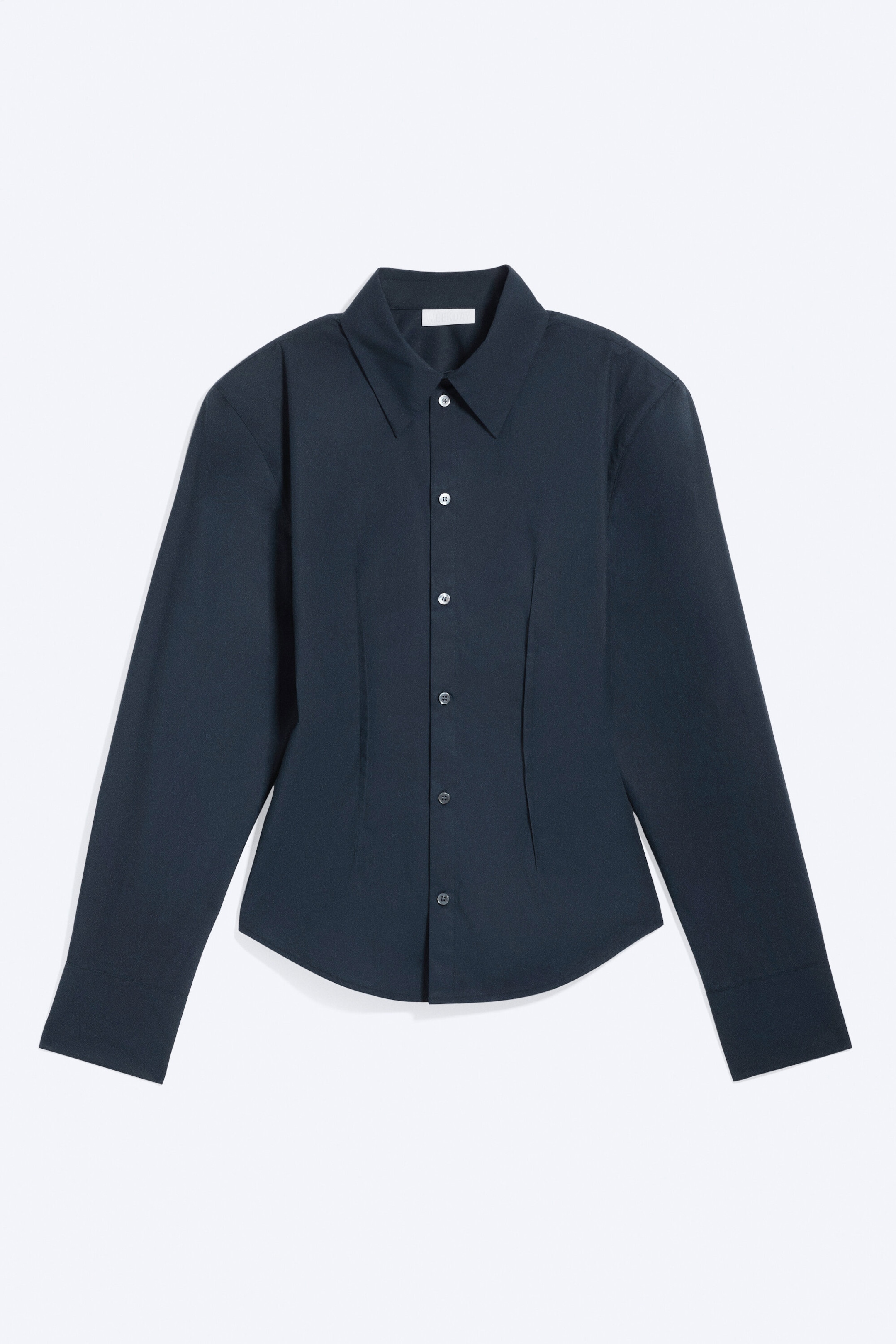 Dark Navy Blue - Waisted Cotton Shirt - 5