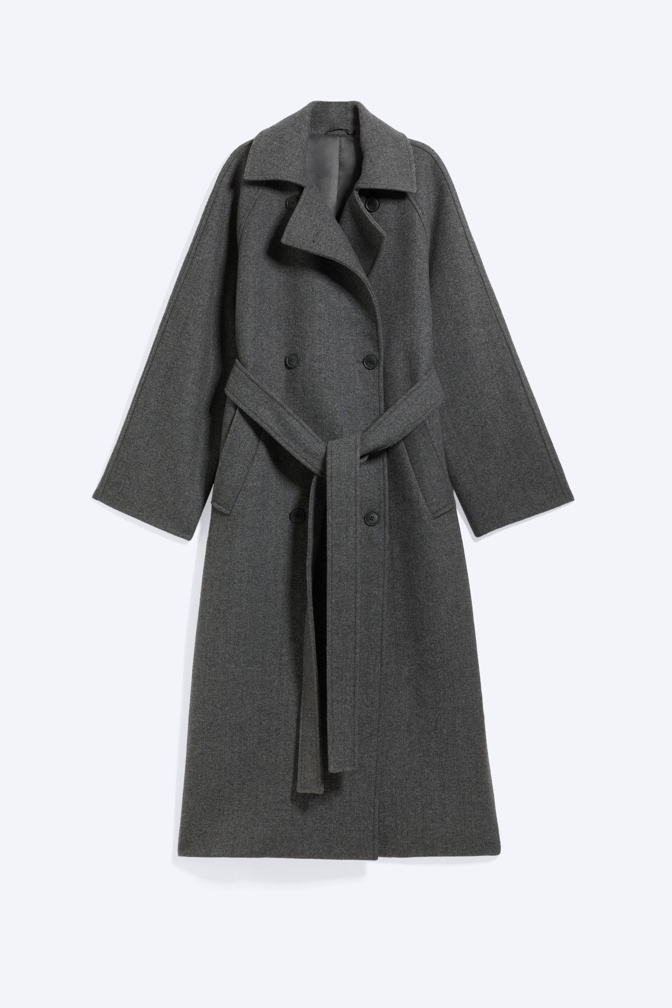 Ver imagem maior: Casaco Kia Oversized de Lã Mista com Abotoamento Duplo - Cinzento-escuro mesclado - SENHORA | H&M PT 1
