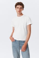 White - Shrunken Short-Sleeved Cotton T-shirt - 0