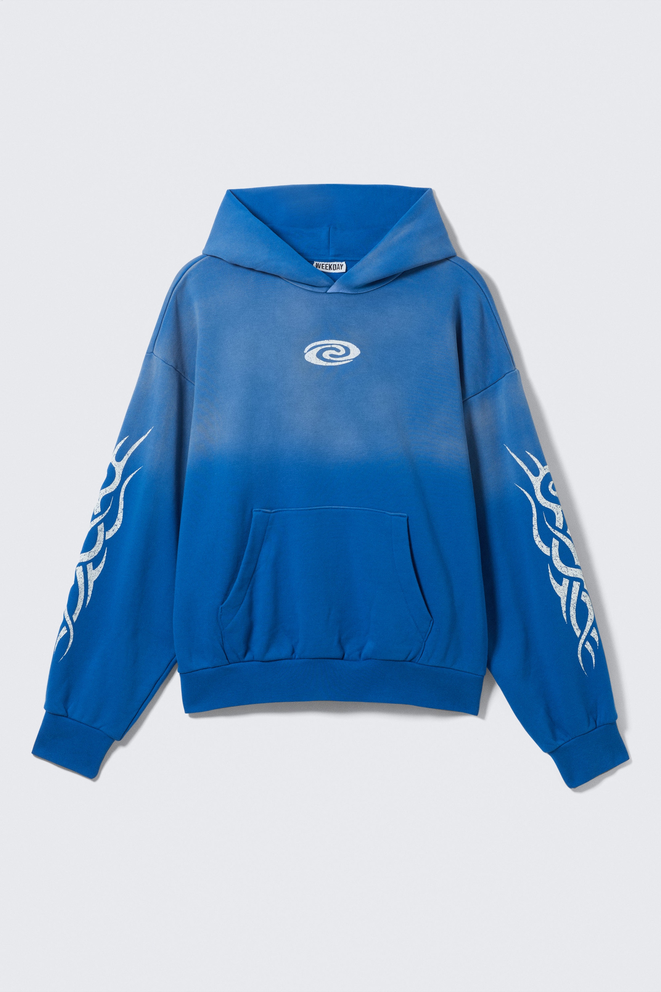 Sun-faded Blue - Swirl - Square Loose Fit Graphic Hoodie - 1