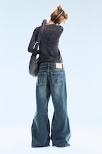 Tide Blue - Medium Blue - Loosy Lucie Low Rise Regular Flared Leg Jeans - 2