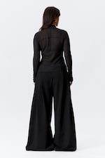 Black - Long-Sleeved Mesh Mock-Neck Top - 5