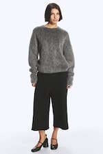 Dark Grey - Oversized Knitted Mohair Blend Sweater - 0