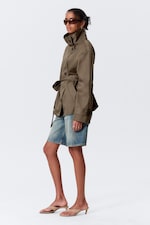 Gris cendré - Trench court oversize à col cheminée - 5