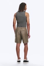 Dark Brown Melange - Relaxed Linen Drawstring Shorts - 3