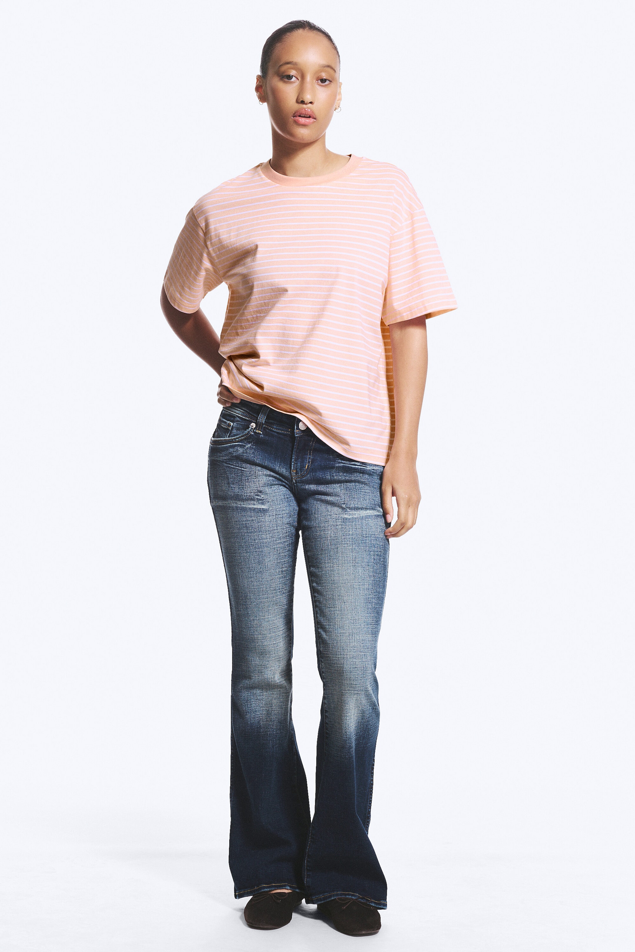 Randig Dimmig Rosa - Boxig T-shirt i bomull - 2