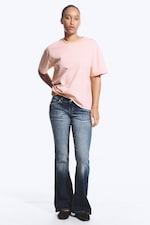 Striped Dusty Pink - Boxy Cotton T-shirt - 1