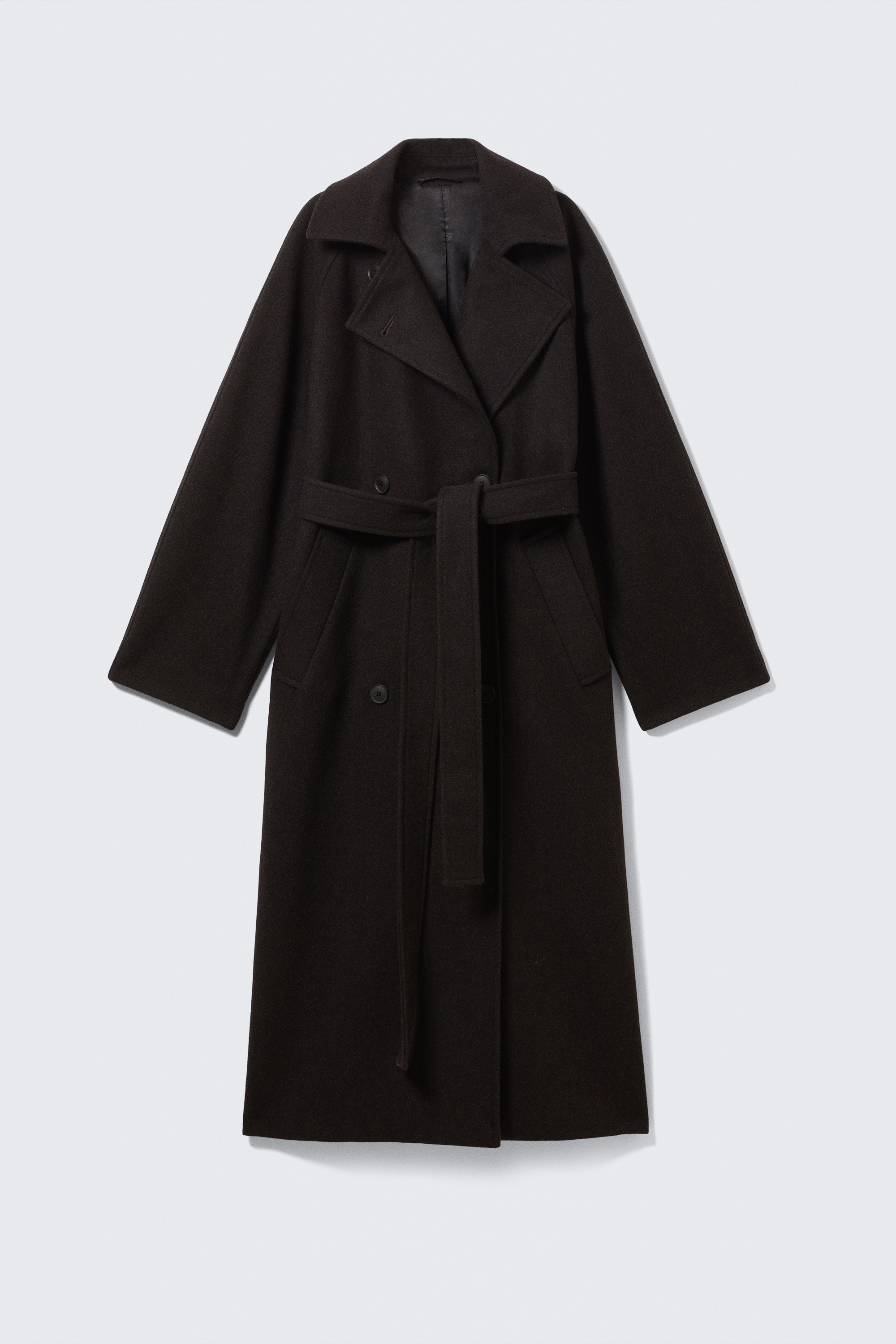 Kia Oversized Wool-Blend Double-Breasted Coat - Donkerbruin gemêleerd/Zwart/Donkergrijs gemêleerd/Lichtbeige