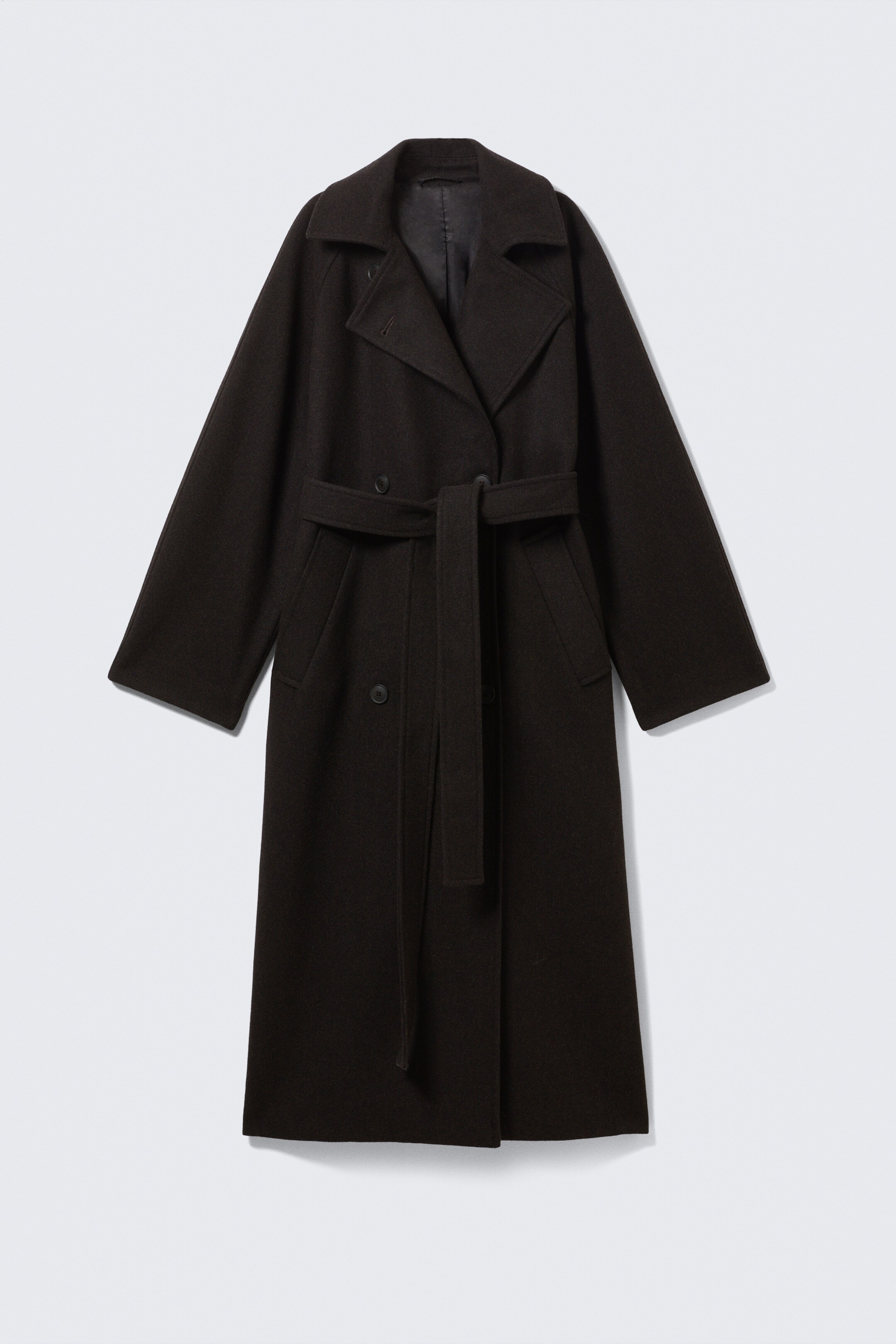 Visa större bild: Kia oversized dubbelknäppt kappa i ullblandning - Mörk Brunmelerad - DAM | H&M FI 7