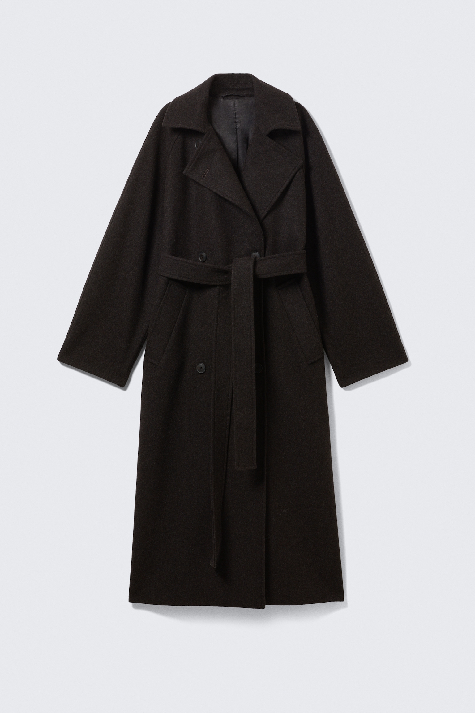 Manteau oversize croisé en laine mélangée Kia - Marron foncé chiné/Noir/Gris foncé chiné/Beige clair - 2