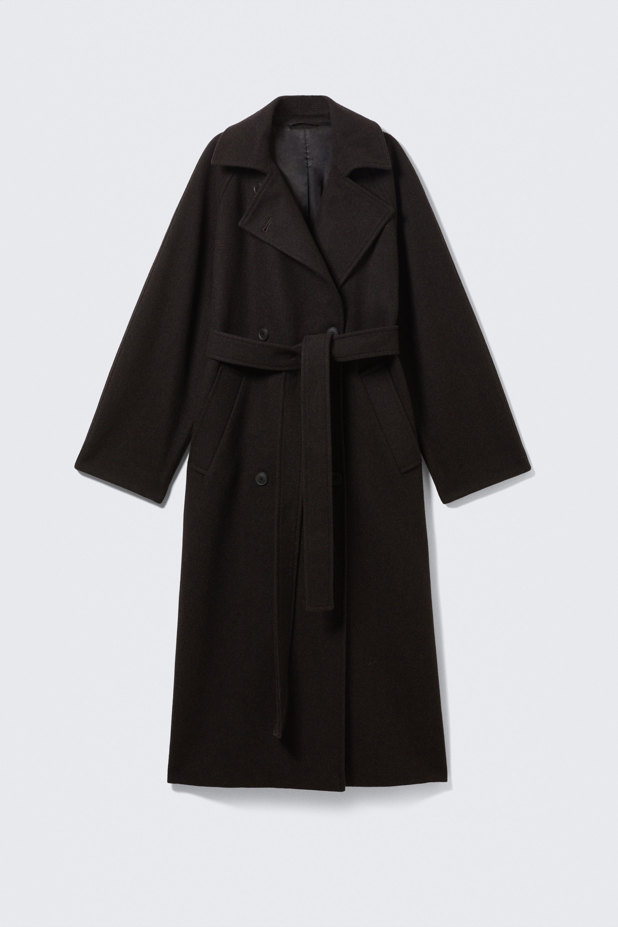 Dark Brown Melange - Kia Oversized Wool-Blend Double-Breasted Coat - 6