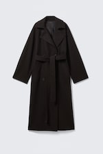 Dark Brown Melange - Kia Oversized Wool-Blend Double-Breasted Coat - 6