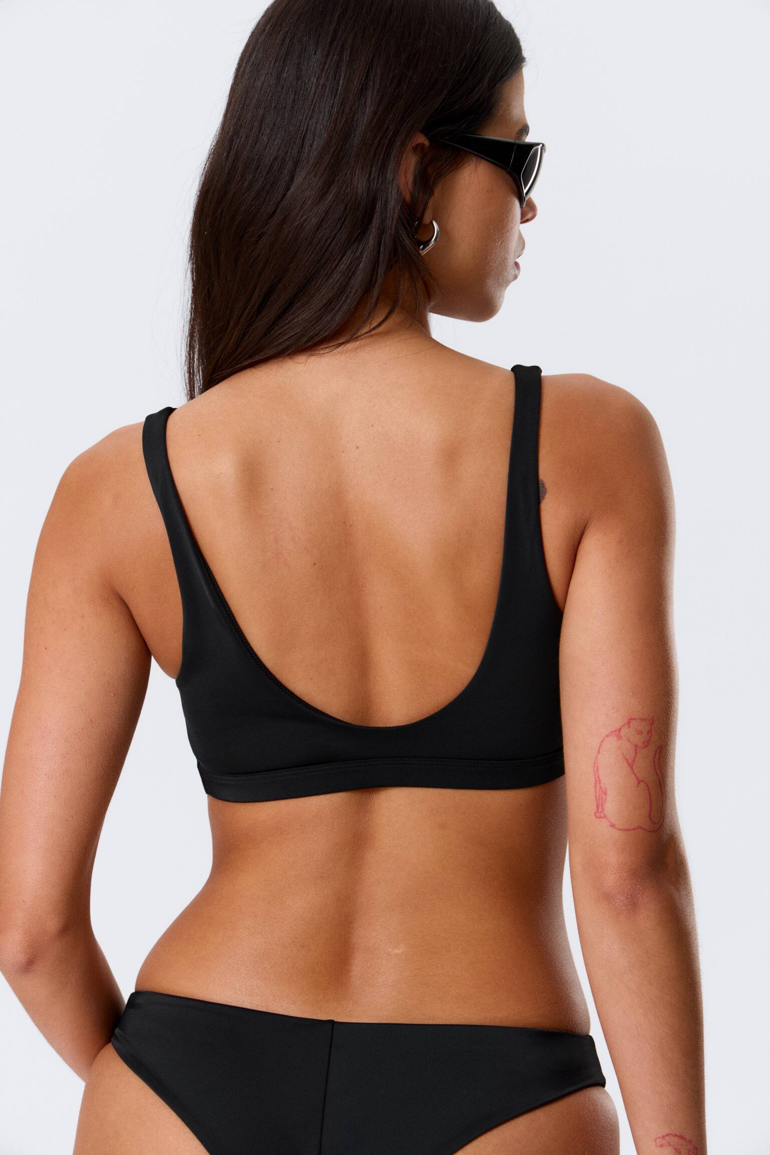 Haut de bikini à enfiler plongeant - Noir/Blanc - 5