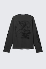 Dark Grey - Big Mess - Great Boxy Graphic Long Sleeve T-shirt - 1