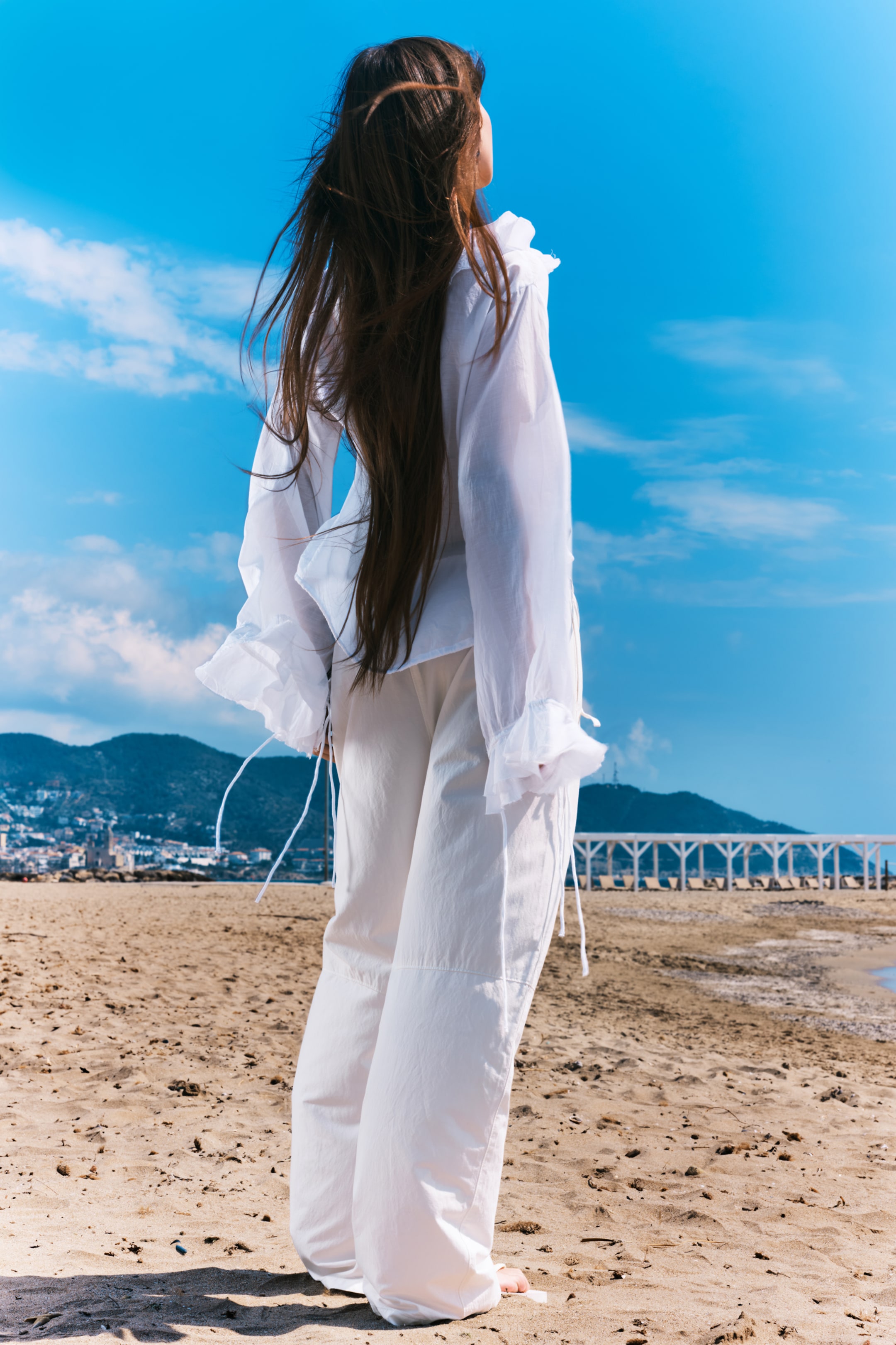 View larger image: Loose Fit Low Waist Washed Trousers - White - Ladies | H&M GB 3