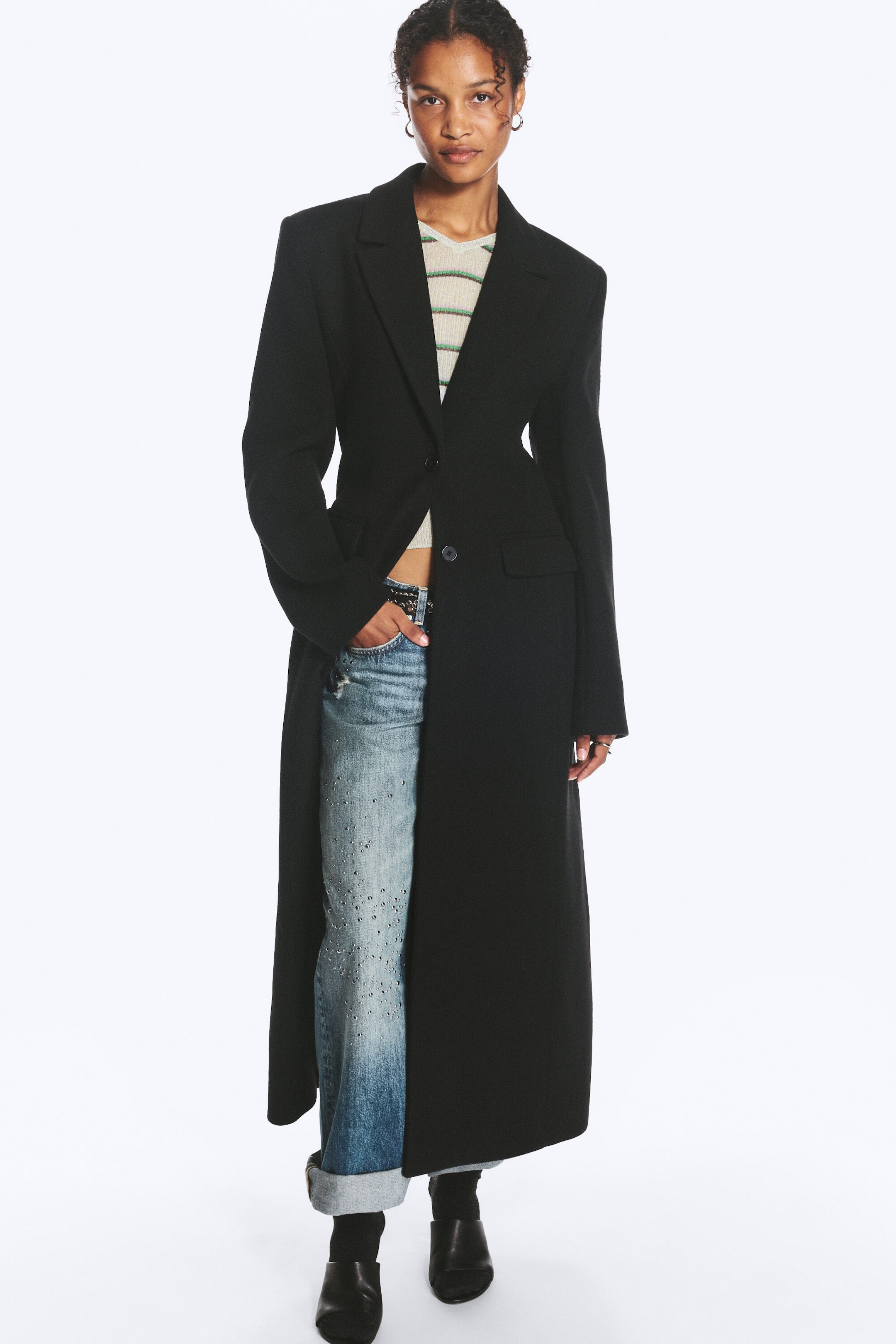 Black - Fitted Single-Breasted Wool-Blend Coat - 0