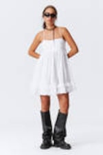 White - Mini Poplin Strap Dress - 0