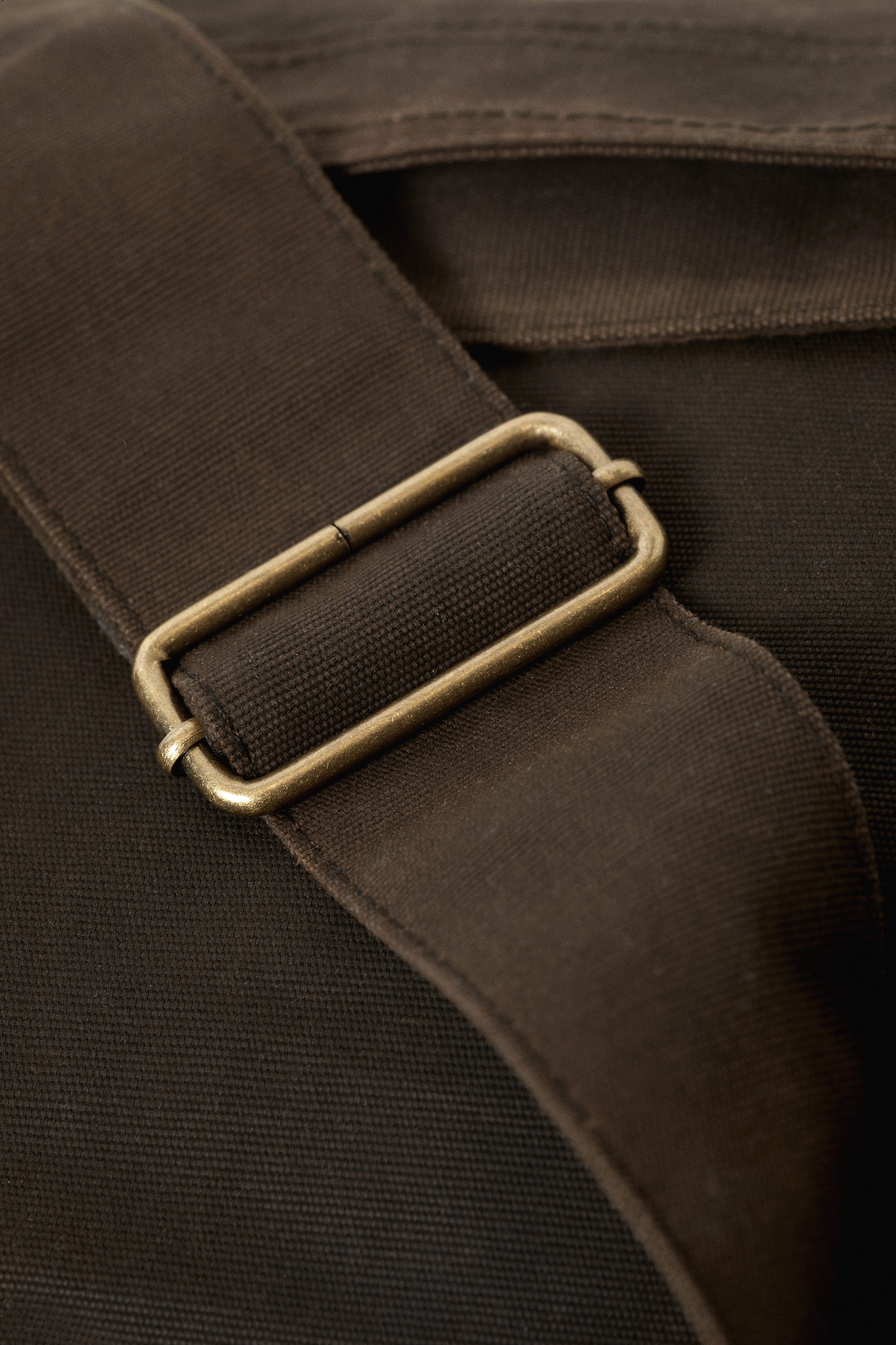 Dark Brown - Waxed Cotton Canvas Messenger Bag - 3