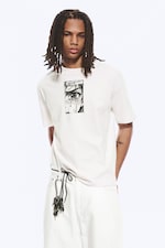 Weiß - Tränen - Bedrucktes kastiges T-Shirt - 1